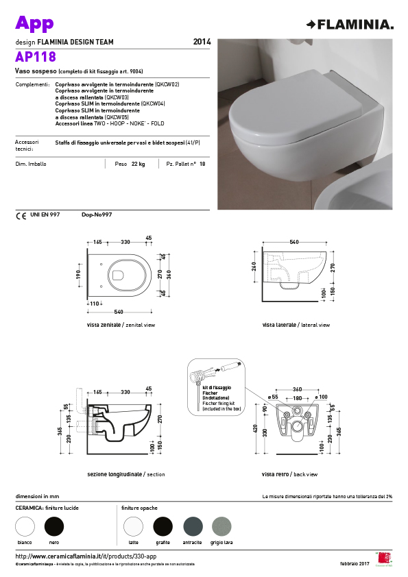 App toilet maatvoering AP118