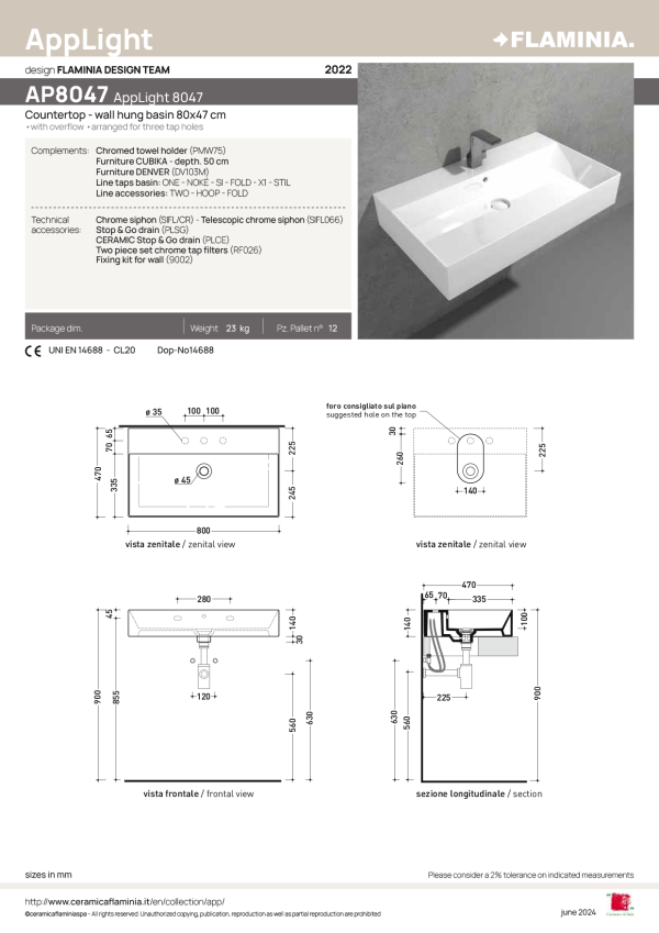 AP8047 wastafel productblad